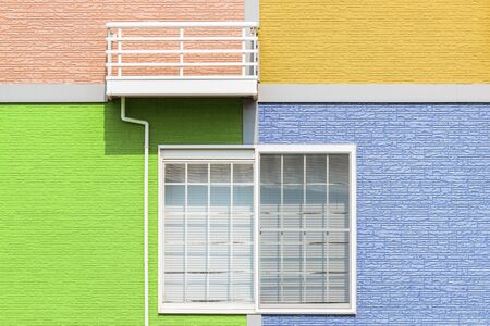 Exterior home design by colorful wall and windowの写真素材