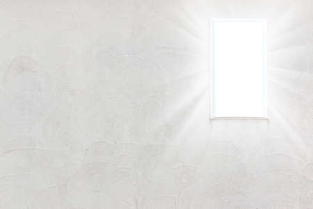 Empty wall with small windows light radiateの写真素材