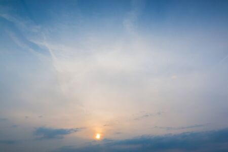 Bright dark blue sky with sunset background.の写真素材