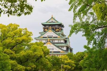 Osaka castle is historic landmark in osaka city japan in summer.のeditorial素材