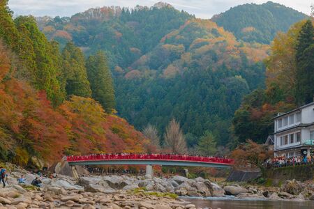 Beautiful landscape in autumn at Korankei, Japanのeditorial素材