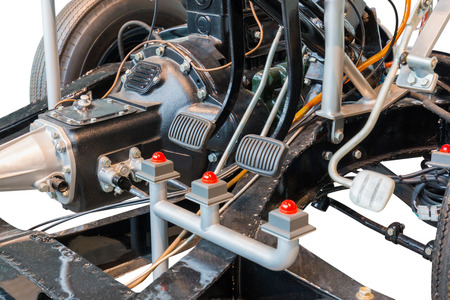 Close up detail of Car engine part. concept about car business industry. Engine factory and...