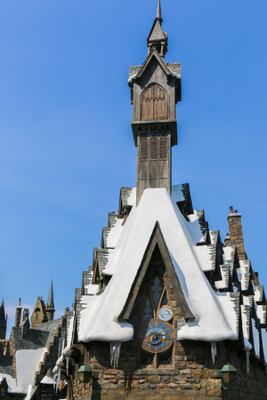 OSAKA, JAPAN - May 5, 2016: Universal Studios Japan (USJ). Theme Hogwarts School of Witchcraft and Wizardry in Harry Potter. located in Osaka, is one of four Universal Studios theme parks, owned and operated by USJ Co., Ltd.のeditorial素材