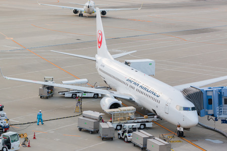 AICHI, JAPAN - JUNE 26, 2016: Japan Airlines in Chubu Centrair International Airport Japan, Japan Airlines is the flag carrier airline of Japan and the second largest in the country behind All Nippon Airways.のeditorial素材
