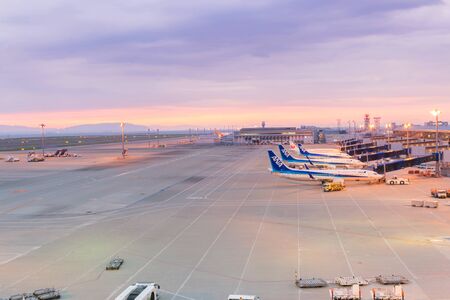 AICHI, JAPAN - JUNE 26, 2016: ANA aircraft in Chubu Centrair International Airport Japan, ANA is largest airline in Japan It operates services to 49 destinations in Japan and 35 international routes.のeditorial素材