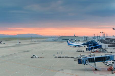 AICHI, JAPAN - JUNE 26, 2016: ANA aircraft in Chubu Centrair International Airport Japan, ANA is largest airline in Japan It operates services to 49 destinations in Japan and 35 international routes.のeditorial素材