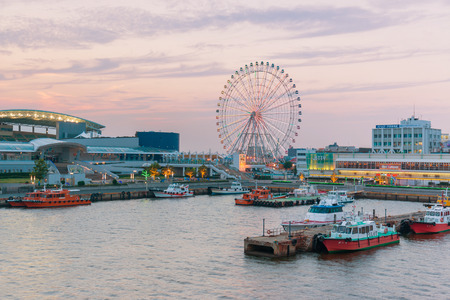 NAGOYA, JAPAN - JUNE 18 2016: The Port of Nagoya, located in Ise Bay, is the largest and busiest trading port in Japan, accounting for about 10% of the total trade value of Japan.のeditorial素材