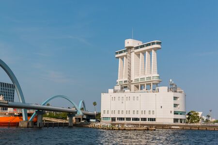 NAGOYA, JAPAN - JUNE 18 2016: The Port of Nagoya, located in Ise Bay, is the largest and busiest trading port in Japan, accounting for about 10% of the total trade value of Japan.のeditorial素材