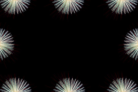 Fireworks frame background, New Year celebration firework, copy space with colorful fireworks light...