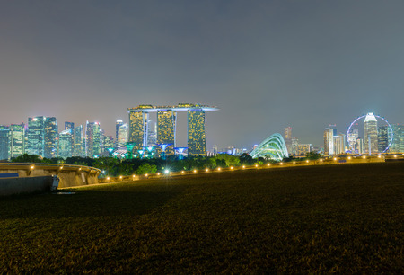 Singapore Skyline cityscape view. singapore business district, twilight sky and beautiful night view for marina bay.のeditorial素材