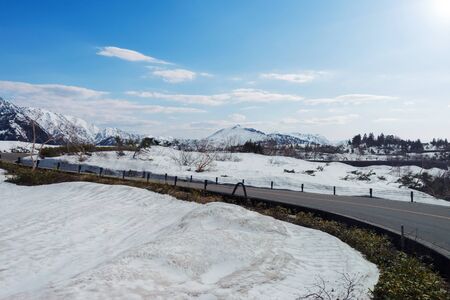 Tateyama Kurobe Alpine Route and Beautiful landscape the snow mountains view on Tateyama Japanese Alps in Japan,Toyama.の写真素材
