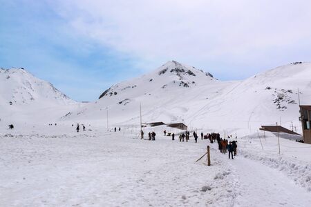 Tateyama Kurobe Alpine Route and Beautiful landscape the snow mountains view on Tateyama Japanese Alps in Japan,Toyama.の写真素材