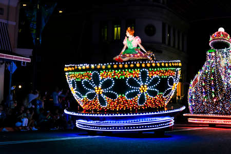 OSAKA, JAPAN - May 5, 2016: Universal Studios Japan (USJ) 
Beautiful illumination event night parade. Most visitors are Japanese tourists and tourists from other Asian countries.のeditorial素材