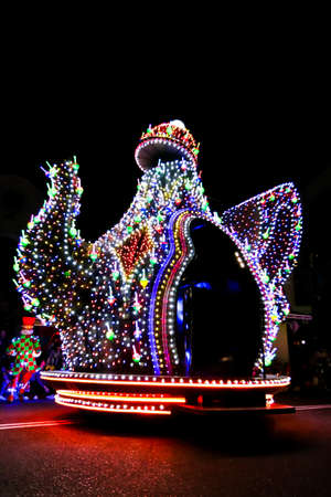 OSAKA, JAPAN - May 5, 2016: Universal Studios Japan (USJ) 
Beautiful illumination event night parade. Most visitors are Japanese tourists and tourists from other Asian countries.のeditorial素材