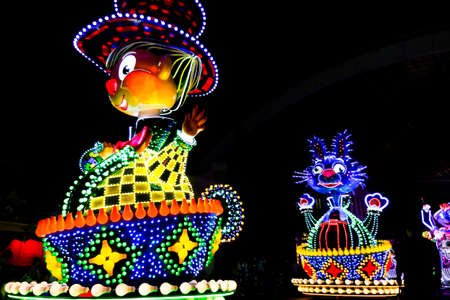 OSAKA, JAPAN - May 5, 2016: Universal Studios Japan (USJ) 
Beautiful illumination event night parade. Most visitors are Japanese tourists and tourists from other Asian countries.のeditorial素材