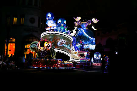 OSAKA, JAPAN - May 5, 2016: Universal Studios Japan (USJ) Beautiful illumination event night parade. Most visitors are Japanese tourists and tourists from other Asian countries.のeditorial素材