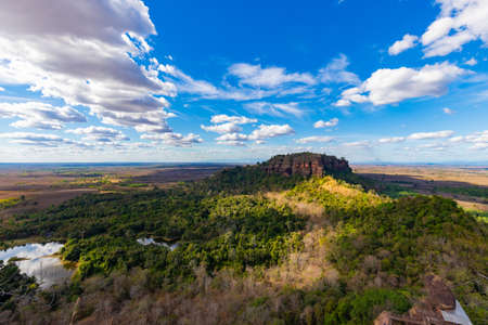 Wat Phu Tok is one of Thailandâs true wonders. This giant sandstone outcrop, which can be seen from miles aroundの写真素材