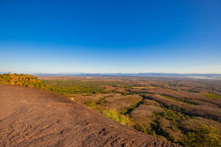 Wat Phu Tok is one of Thailandâs true wonders. This giant sandstone outcrop, which can be seen from miles aroundの写真素材