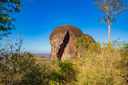 Wat Phu Tok is one of Thailandâs true wonders. This giant sandstone outcrop, which can be seen from miles aroundの写真素材