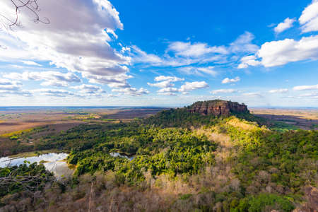 Wat Phu Tok is one of Thailandâs true wonders. This giant sandstone outcrop, which can be seen from miles aroundの写真素材