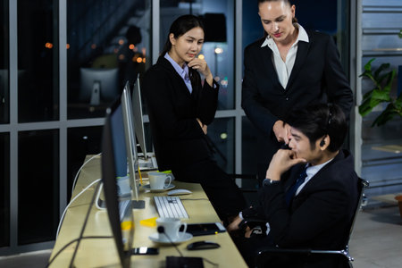 Man in Stress Situation when he missed for business project and team blame him, Businessman Unsuccess for business Project.の写真素材