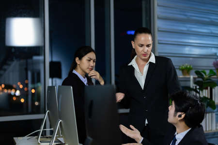 Man in Stress Situation when he missed for business project and team blame him, Businessman Unsuccess for business Project.の写真素材