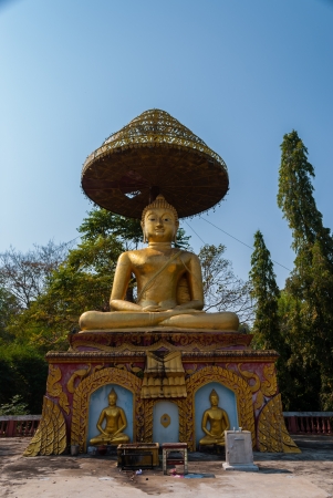 Throne that the Buddha sit when he became enlightened in Wat Paa Jareon Tham at Chiangmai, Thailandの写真素材