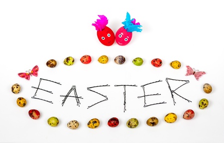 Colorful Easter eggs background/ textureの写真素材