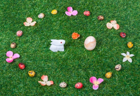 Colorful Easter eggs background / textureの写真素材