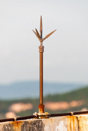 Lightning Rod on Rooftop の写真素材