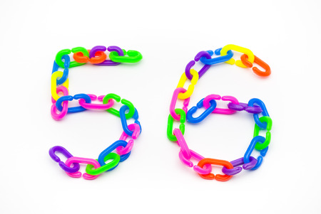5 and 6 Number, Created by Colorful Plastic Chain.の写真素材