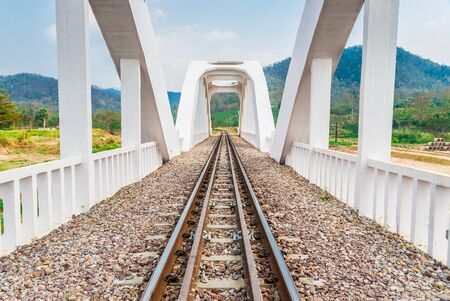Seeing Through the White Concrete Railway Bridgeの写真素材