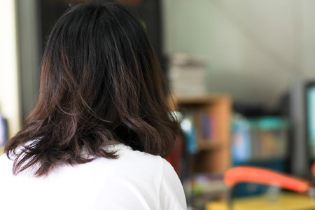 back side black hair thai women