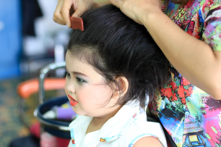 little girl in makeupの写真素材