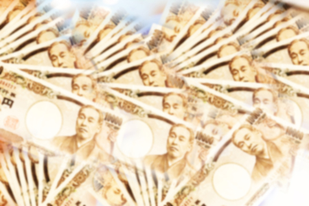 Abstract blur image of Japanese currency notes , Japanese Yenの写真素材