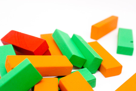 Colorful wooden blocks Arranged by the imaginationの写真素材