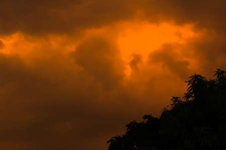 Beautiful natural orange sky color light weather evening time
