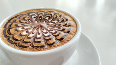 Love hot coffee cup cappuccino styleの写真素材
