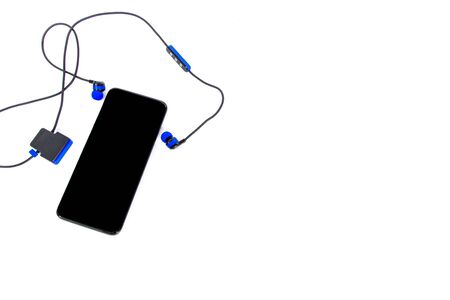 Smartphone headset on white background healthcare and relax conceptの写真素材