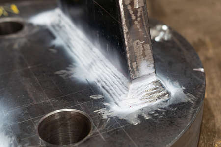 Welding thickness and PT test of industry steel work in factory : engineering work conceptの写真素材