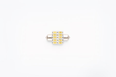 Light bulbs in the cabin LED type in white background for texture and copy spaceの写真素材