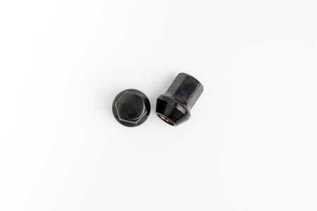 Wheel nut of a car on white background : auto parts conceptの写真素材