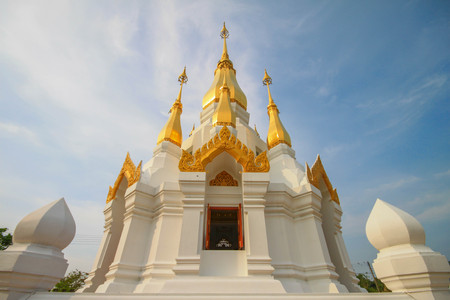 Golden Pagoda in Buddhism Temple, Ubon Ratchathani, Thailandの写真素材