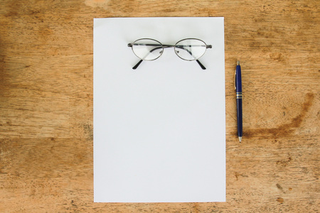business still life with empty sheet paper for copyspaceの写真素材