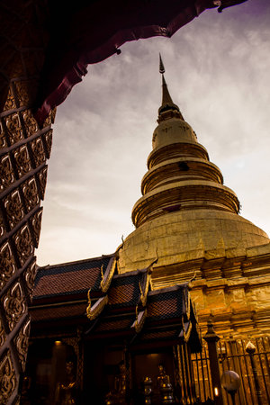 HariPhunChai Pagoda in Lamphun ,Thailandの写真素材