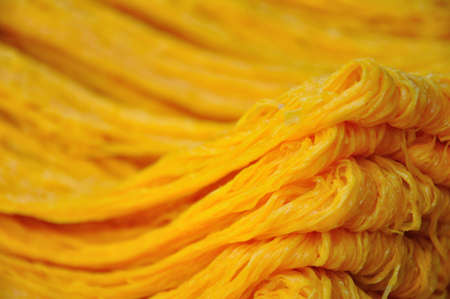 Gold Egg Yolks Thread,Thai Foodの写真素材