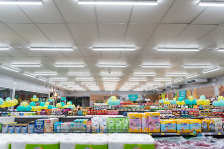Bangkok, Thailand - November 23, 2021 : Unidentified supermarket or hypermarket is a popular destination for shopping a food and relaxing family.のeditorial素材