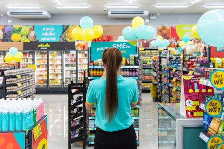 Bangkok, Thailand - November 23, 2021 : Unidentified supermarket or hypermarket is a popular destination for shopping a food and relaxing family.のeditorial素材