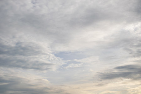 Cloudscape of natural sky with blue sky and white clouds in the sky use for wallpaper background in concept dreamy, heaven or freedom in lifeの写真素材