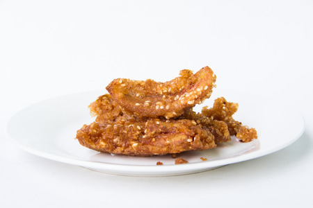 Fried banana, Thai snack,street food in Thailandの写真素材